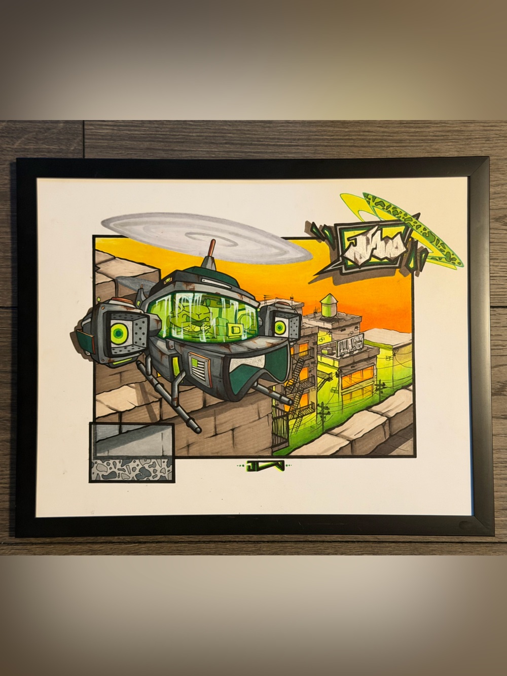Original Art by Independent Artist Framed Mixed Media Drawing 11x14